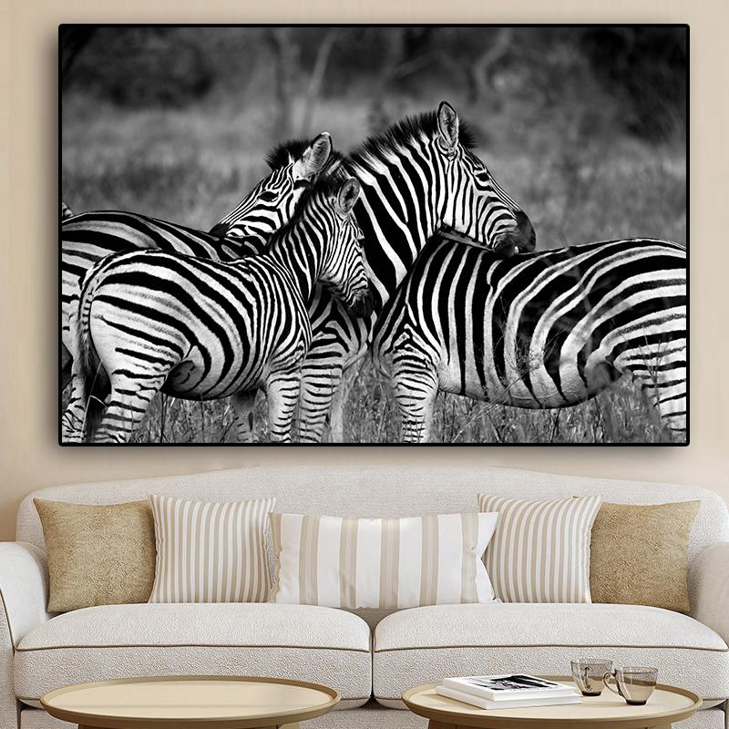Czarno-biała linia zwierzęta obrazy na płótnie streszczenie Zebra plakaty i druki Cuadros obrazy na ścianę Home Decor bez ramki