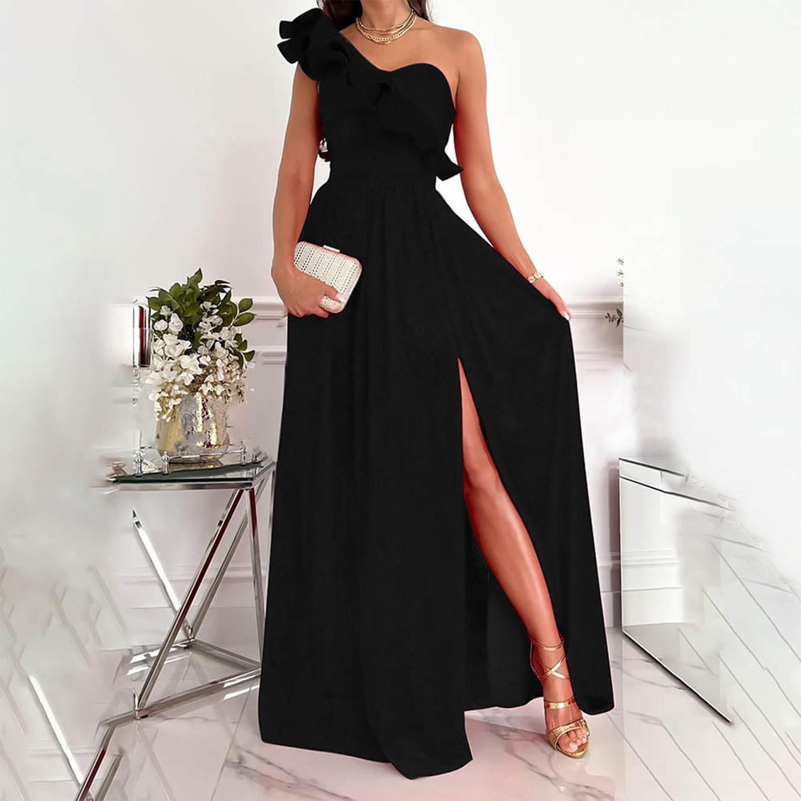 

Women s Casual Loose Fitting Color Long Sleeved V-neck Large Swing Dress In Large Size XL чорний