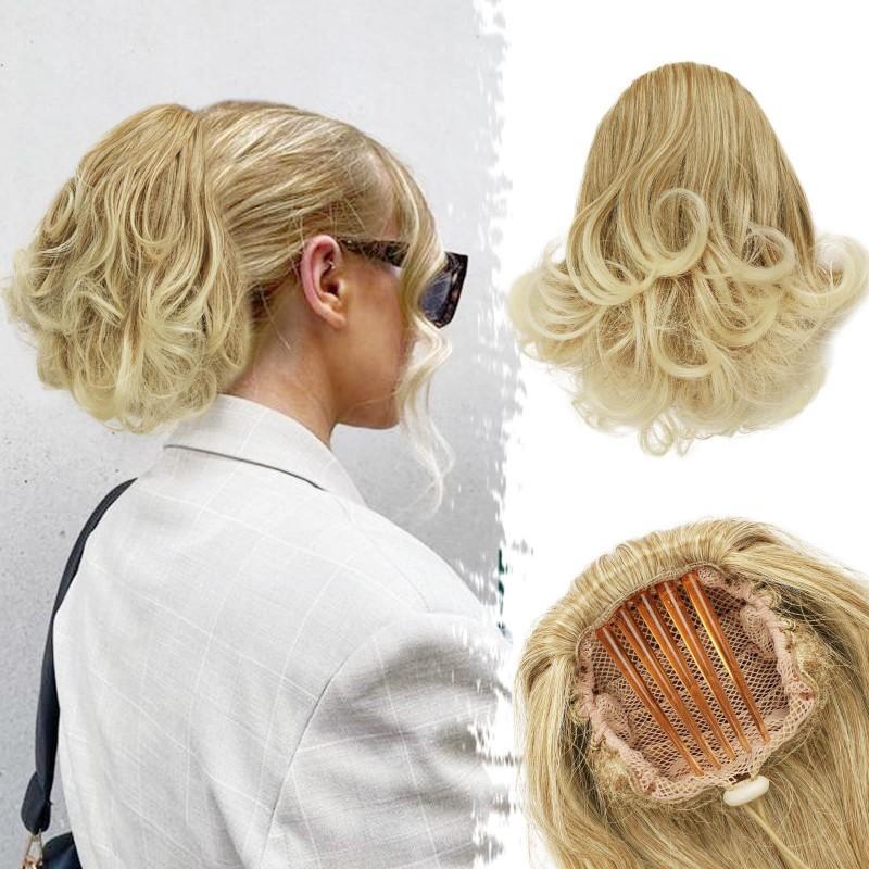 Womens Matte Curly Ponytail Hair Extensions Natural Fluffy Large Wave Synthetic