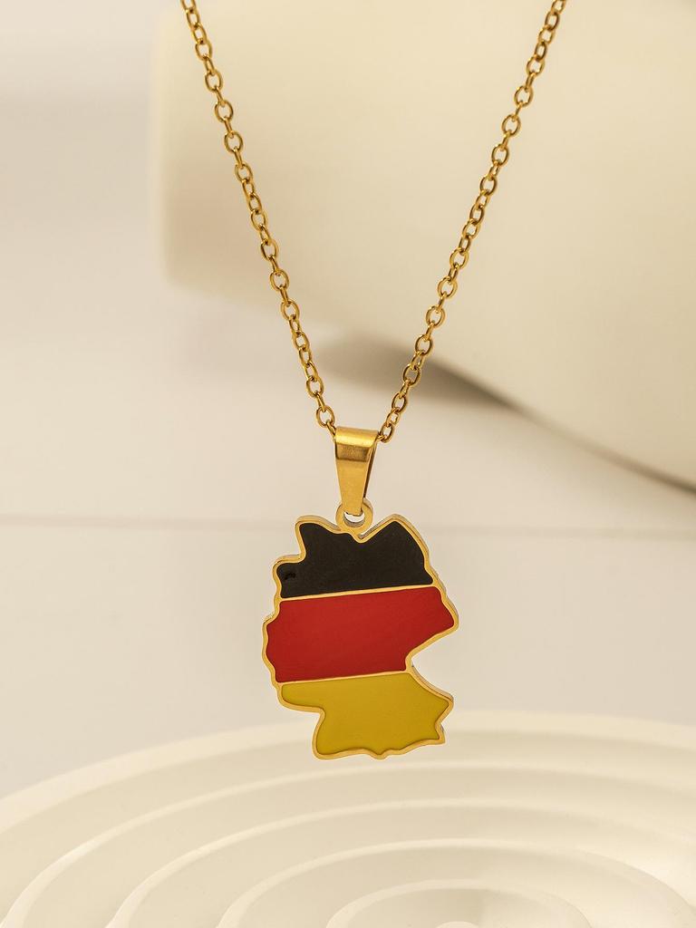 Unisex World Map Jamaica Pendant Necklace