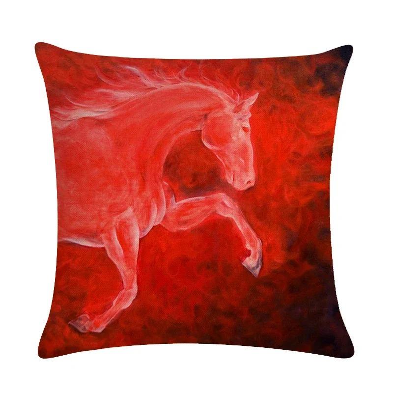 Horse Pattern Pillowcase Home Decoration Bedroom Room Office Seat Living Room Sofa Cushion Cover 40x40 45x45 50x50 60x60cm