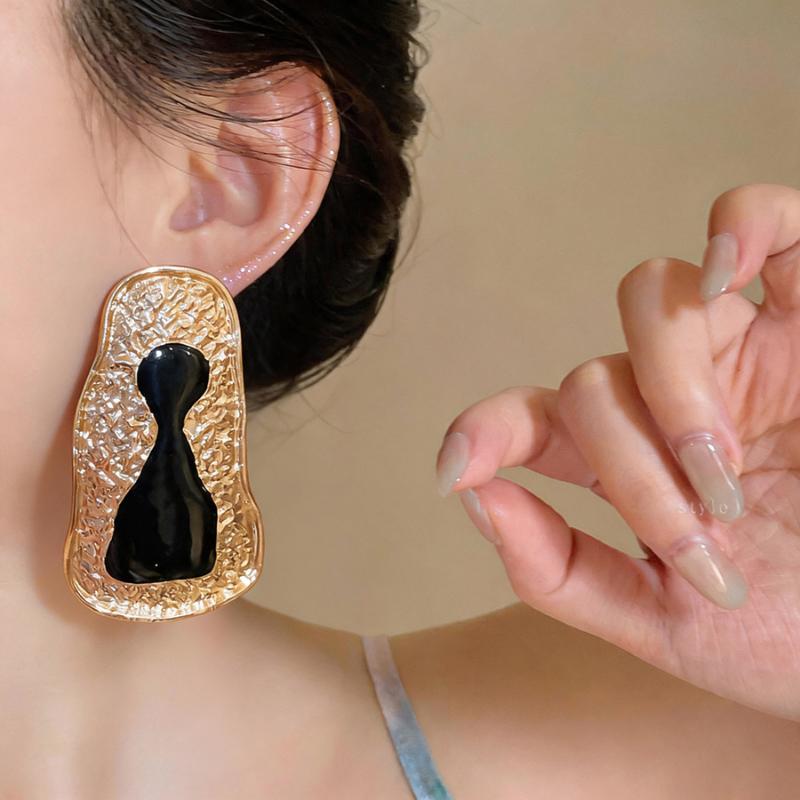 Colar Brincos Pingente Buraco de Fechadura Esmaltado Vintage Camada Múltipla Pingente Torcido Gargantilha Brincos de Moda Colares Joias Presentes