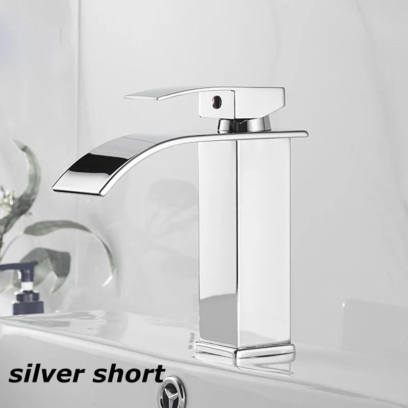 Stainless Steel Waterfall Wash Basin High And Low Faucet Black Hot And Cold Toilet Wash Basin Bathroom Home