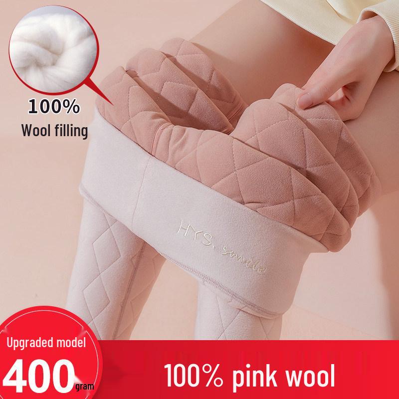 

High-Waisted Fleece-Lined Wool Pants: Winter 2025 Cold-Resistant Thick Base Layer. XL