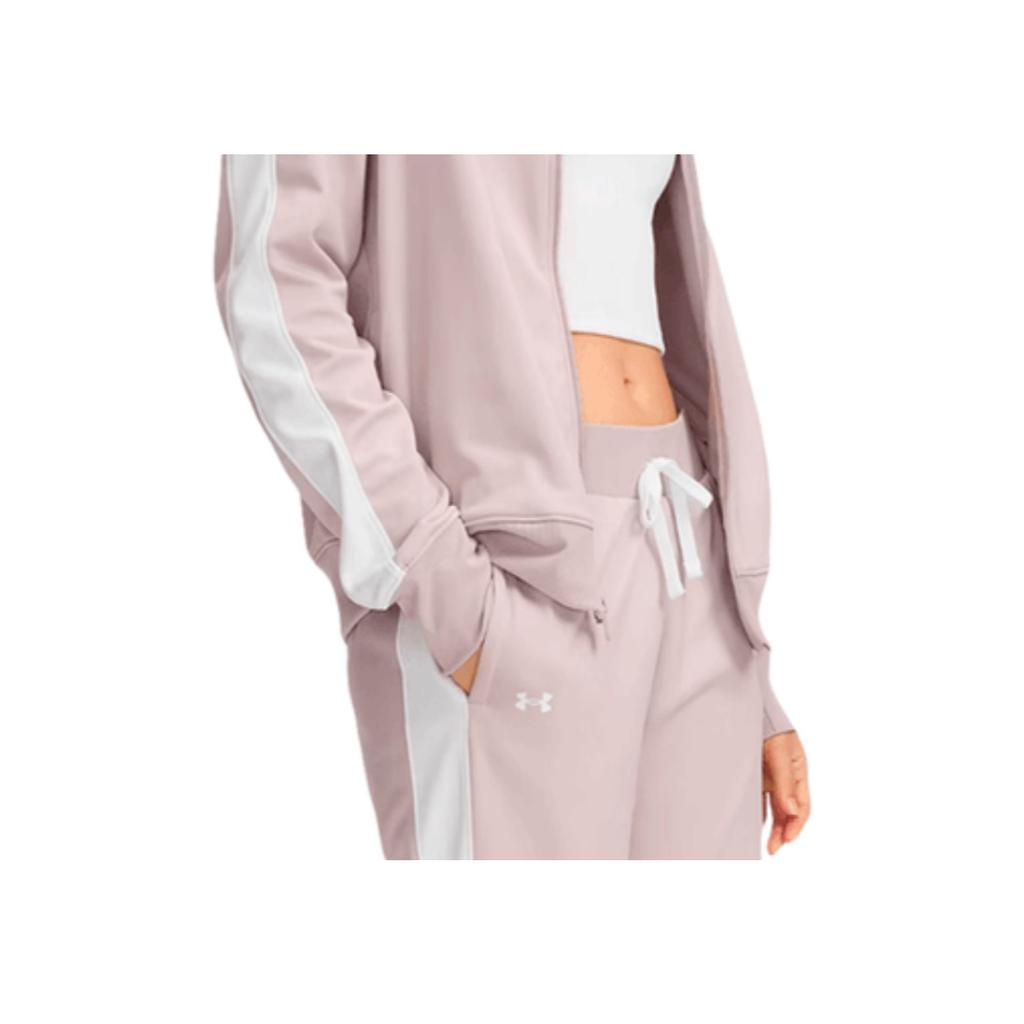 Under Armour Minimalistisches Markenlogo Bequemes atmungsaktives Strick-Cardigan-Oberteil Lange Strickhose Lässiges Set Damen-Sets Grau Rosa 1365147-009