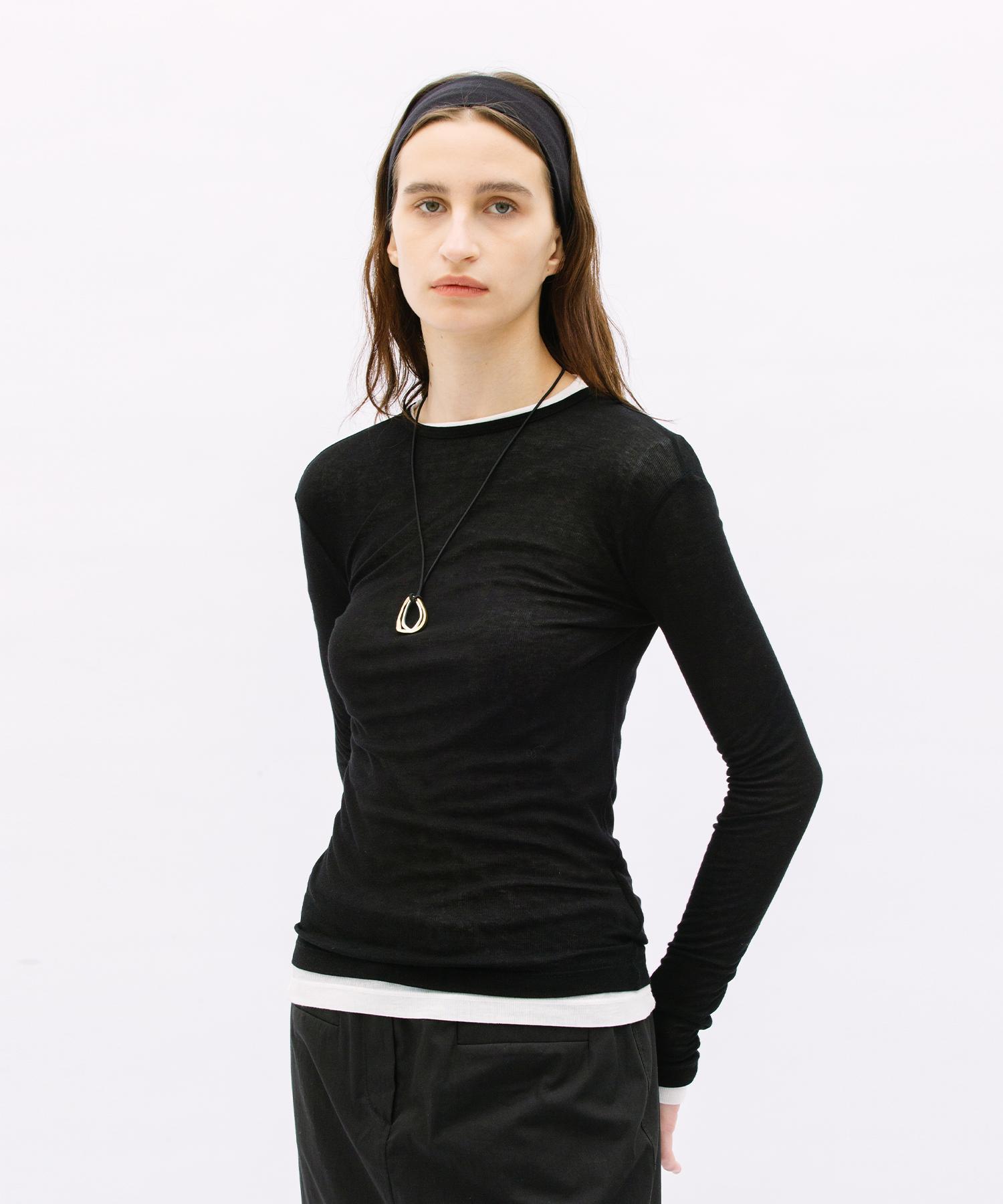Wearies Layered Long Sleeve See-Through T-Shirt_Black Free