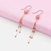 Fashion Light Luxury Bead Earrings for Women Snake Bone Chain Tassel Long Earings Classic Copper Plated Rose Gold Zircon