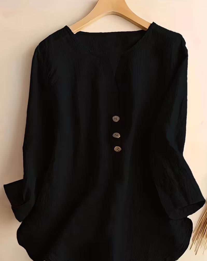 Evropská a americká dámská retro bavlněná košile s límečkem a propracovaným designem knoflíků