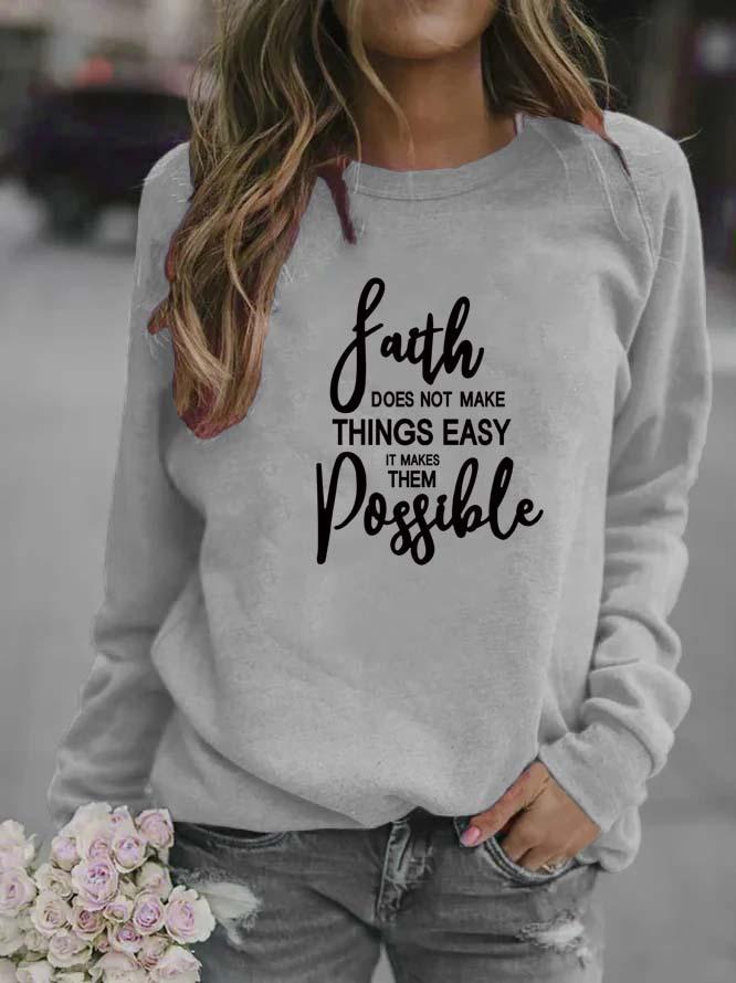 Women's Letter Print Round Neck Hoodie