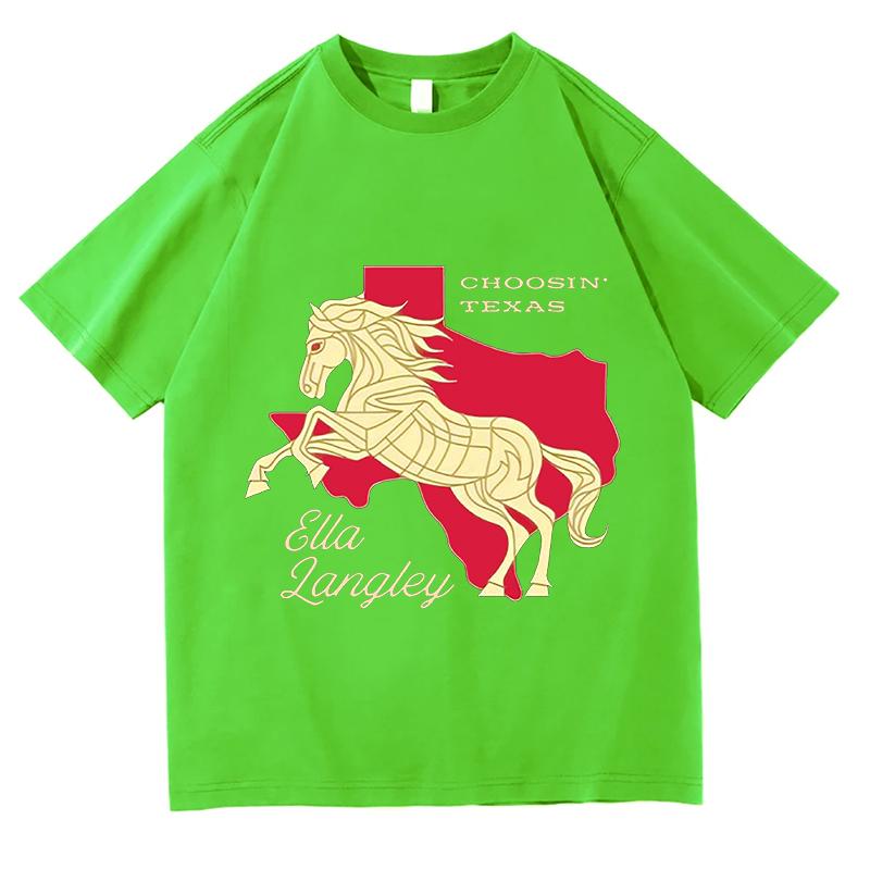 Ella Langley Scegliendo Magliette Texas Carine Moda Casual Cotone Alta Qualità Comodo Morbido Estivo Casual Manica Corta Abbigliamento
