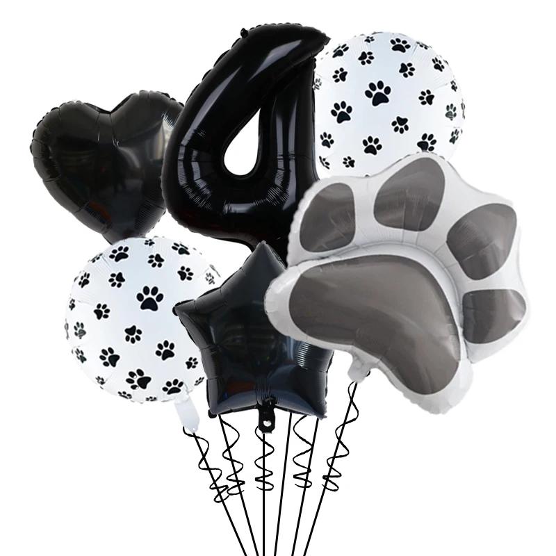 Black Puppy Paw Birthday Party Decor Cat Paw Party Supplies Tableware Cup Plates Balloons For Kids Favors Gifts Baby Shower