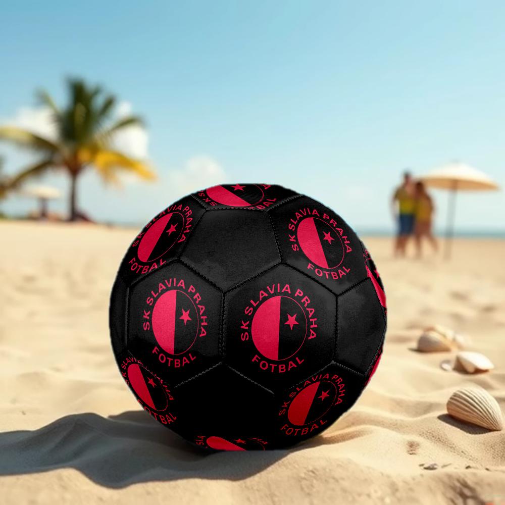 SK Slavia Praha Soccer Ball, Colorful, Suitable for All Ages, Machine-stitched, PVC Material, Competition Grade, Durable and High Bounce