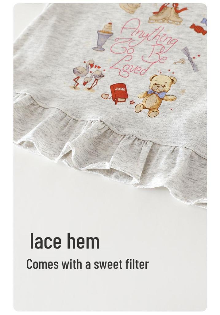 Sweet Lace Short-Sleeve Baby Girls' Summer Top: Soft, Breathable, and Cute Princess T-Shirt