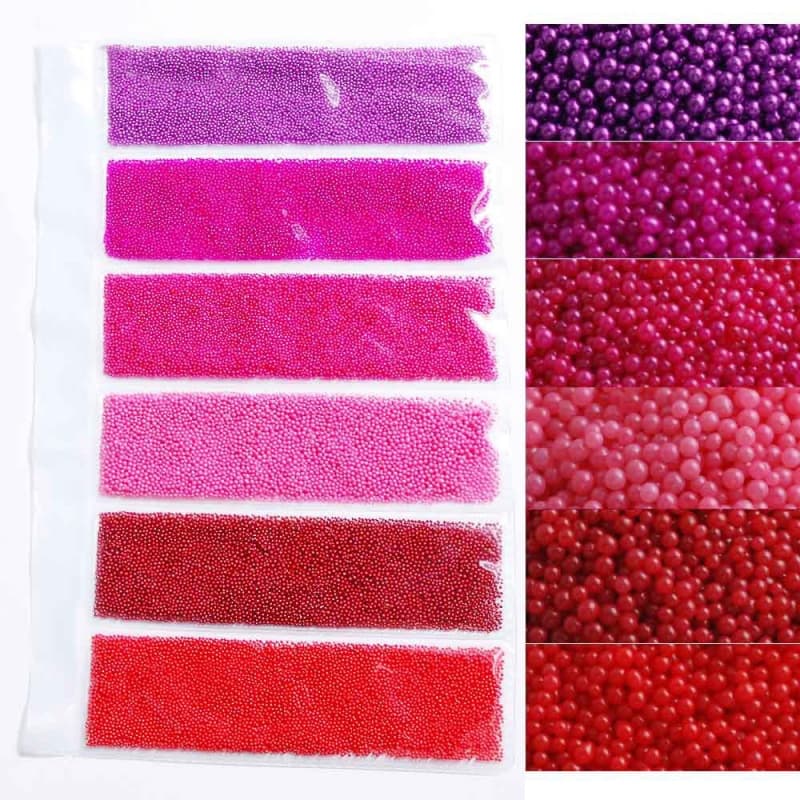 Various Colors Elf Beads Nail Accessories Nail Micro Beads Nail Decor 6-Piece Pack Women