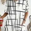 Ladies' Plus Size Casual T-shirt, Black and White Checkered Pattern, Pocket Design, Suitable for Daily Commuting