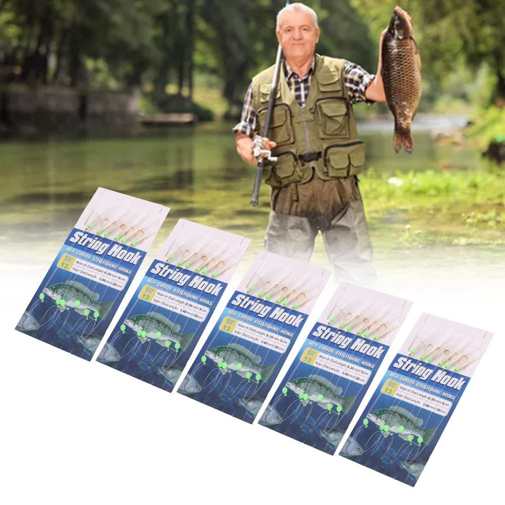 5 Sets Soft Fish Skin Fishing Rigs with Luminous Beads Fishing Lure Rigs Saltwater Fishing