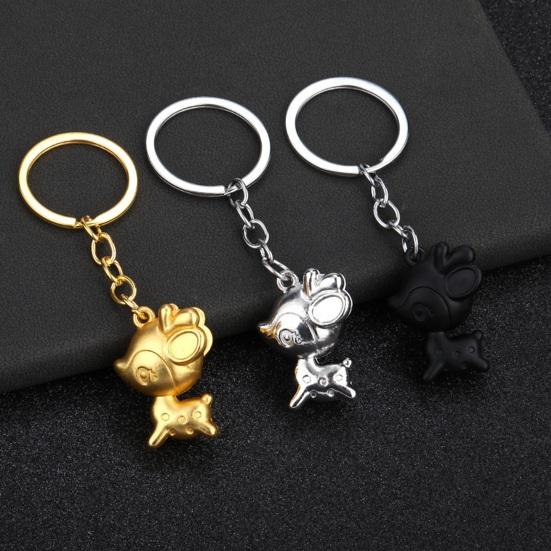 Keychain Pendant Little Deer Design Zinc Alloy Key Chain with Metal Ring Chain Buckle Portable Lightweight Key Holder Backpack Car Accessory
