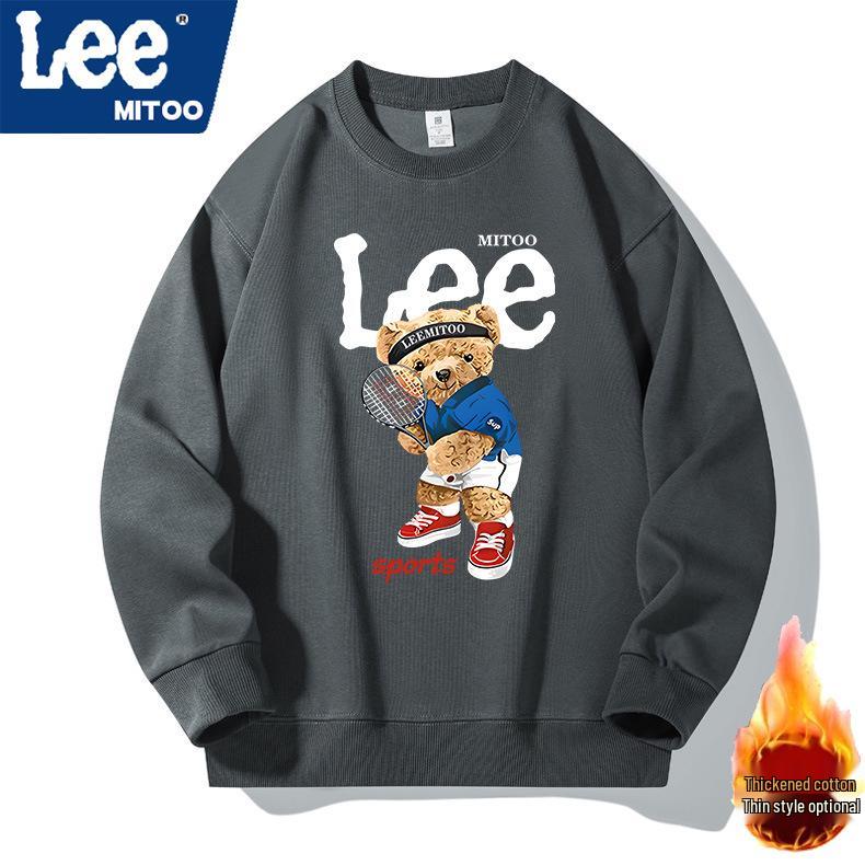 Lee & Mitoo Unisex Casual Fleece-gefüttertes Sweatshirt, 2025 Herbst/Winter Amerikanische Trendmarke