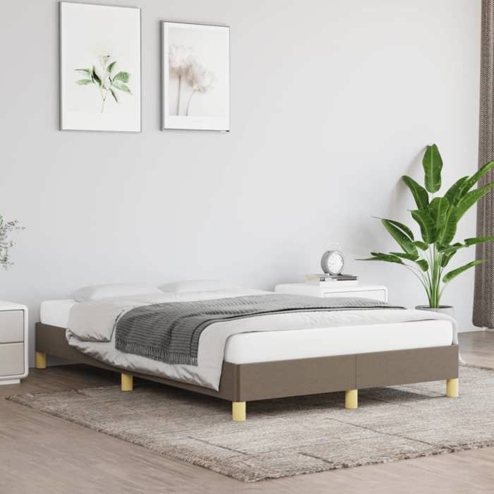 VidaXL Cadre de Lit, Lit Rembourré avec Sommier à Lattes, Lit Double avec Pied, Lit Adulte de Chambre, Moderne, Taupe 379493