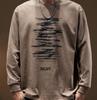 Men's Heavyweight Retro Washed Long-Sleeve T-Shirt - Autumn Edition, Loose Fit, Round Neck, Trendy American Print