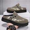 2025 Brand New Chic Cow Suede Leather Punk Rivets Men Mules Shoes Brand Trendy Comfy Walk Casual Clogs Flats High Quality