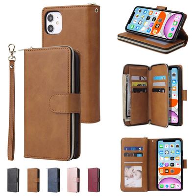 Zakelijke Flip Lederen Hoesje Voor iPhone 17 Pro Max Air 16E 16 Plus 15 14 13 12 11 X XS XR SE 2022 Portemonnee met Rits Kaarthouder Zak Telefoon Tas Cover Coque
