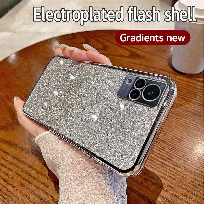 For Vivo V17 Russia Case Vivo S1 Pro Phone Case Shiny Glitter Plating Silicone Camera Lens Soft Back Cover