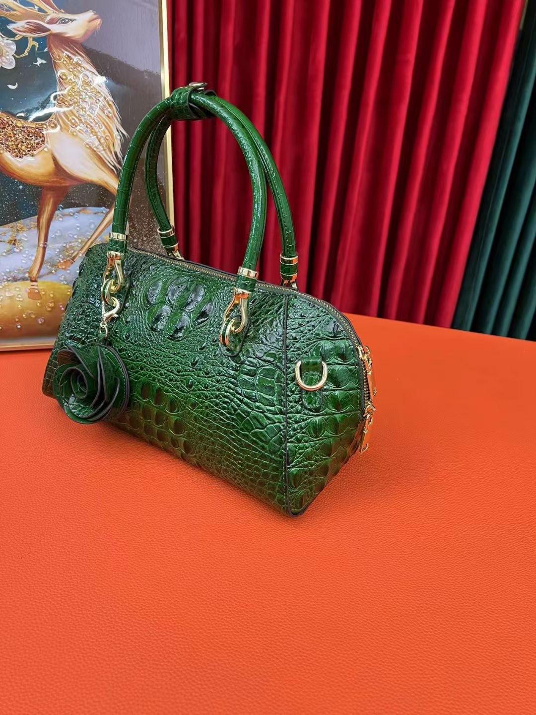 

Премиальная женская сумка через плечо, мессенджер, большая вместимость, сумка-подушка с тиснением под крокодила зелёный