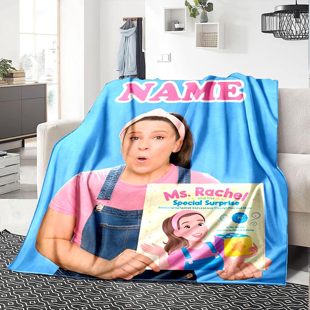 Customizable Ms Rachel4 Throw Blanket – Personalized Name, All-Season Cozy Snug Blanket, Machine Washable, Personalized Blanket