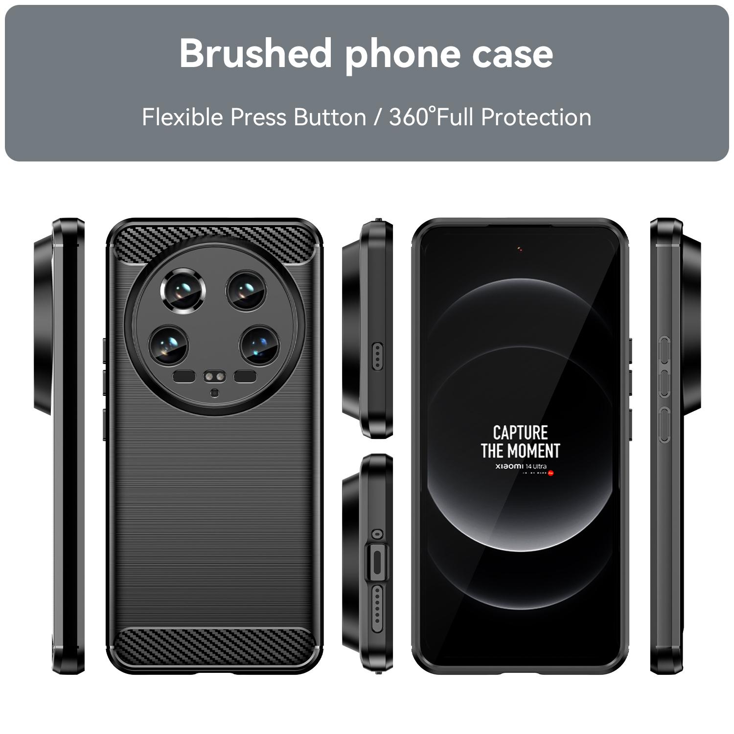 

For Xiaomi 14 Ultra TPU Case Carbon Fiber Texture Protective Phone Cover Black