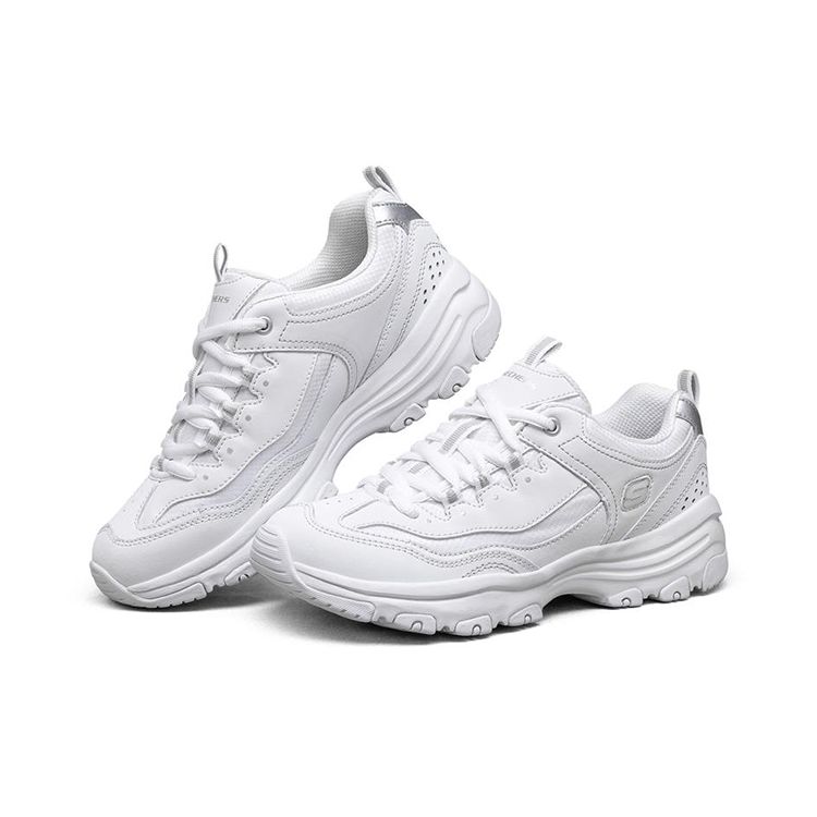 Skechers I-Conik Women White Low Top Dad Shoes Classic Retro Thick Sole Slip Resistant Breathable Lightweight 88888250-WHT