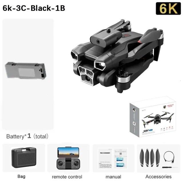 New S151 UAV 8K HD Three-camera Brushless Intelligent Obstacle Avoidance 5G Wifi FPV Optical Flow Positioning Hovering Brushless Quadcopter Toy Gift