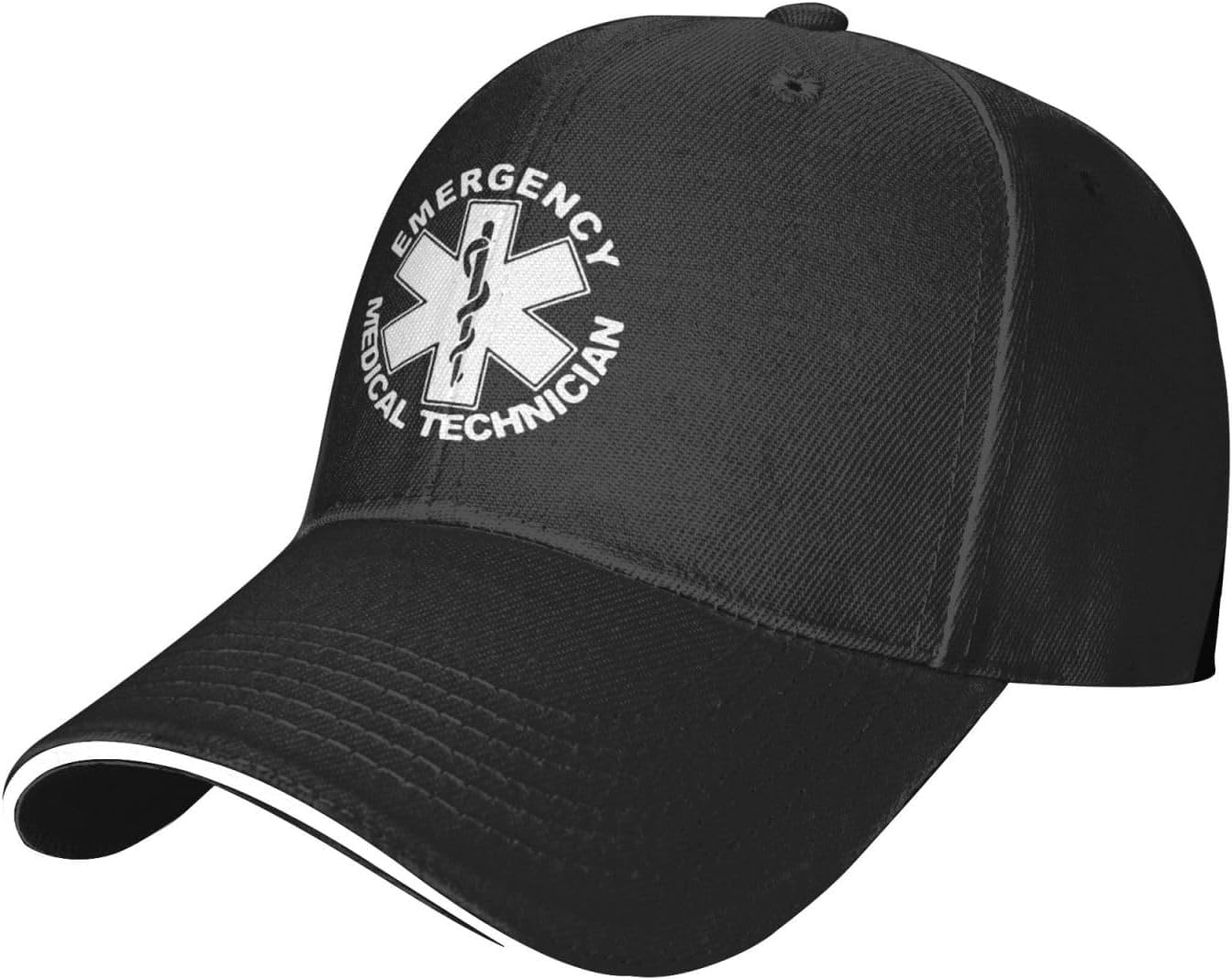 

EMS Star of Life EMT Paramedic Medic Adjustable Baseball Cap Unisex Sandwich Dad Hat Golf Hat One Size чёрный