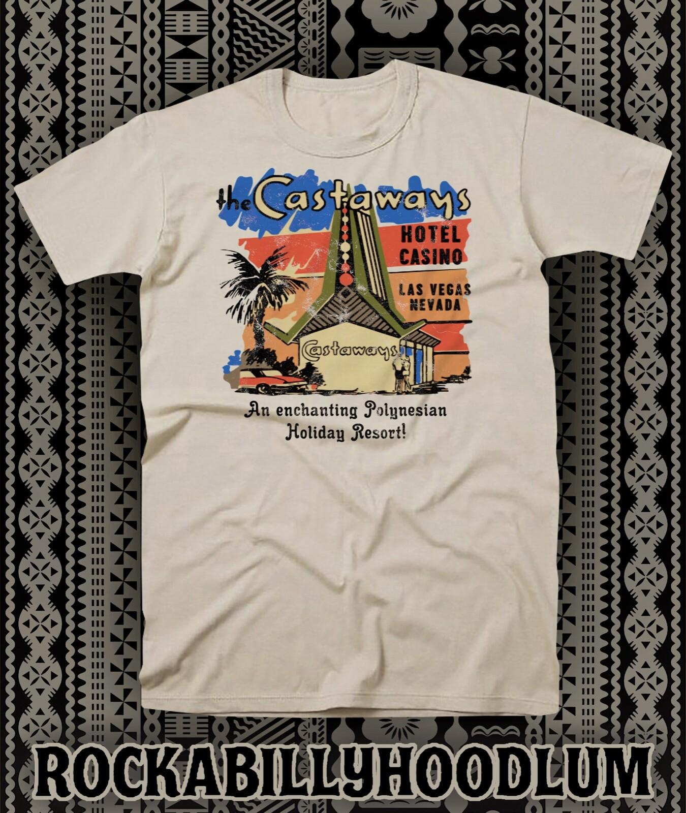 Retro Tiki Art Tee T Shirt Cotton Mug Bar Castaways Las Vegas Hotel Casino M