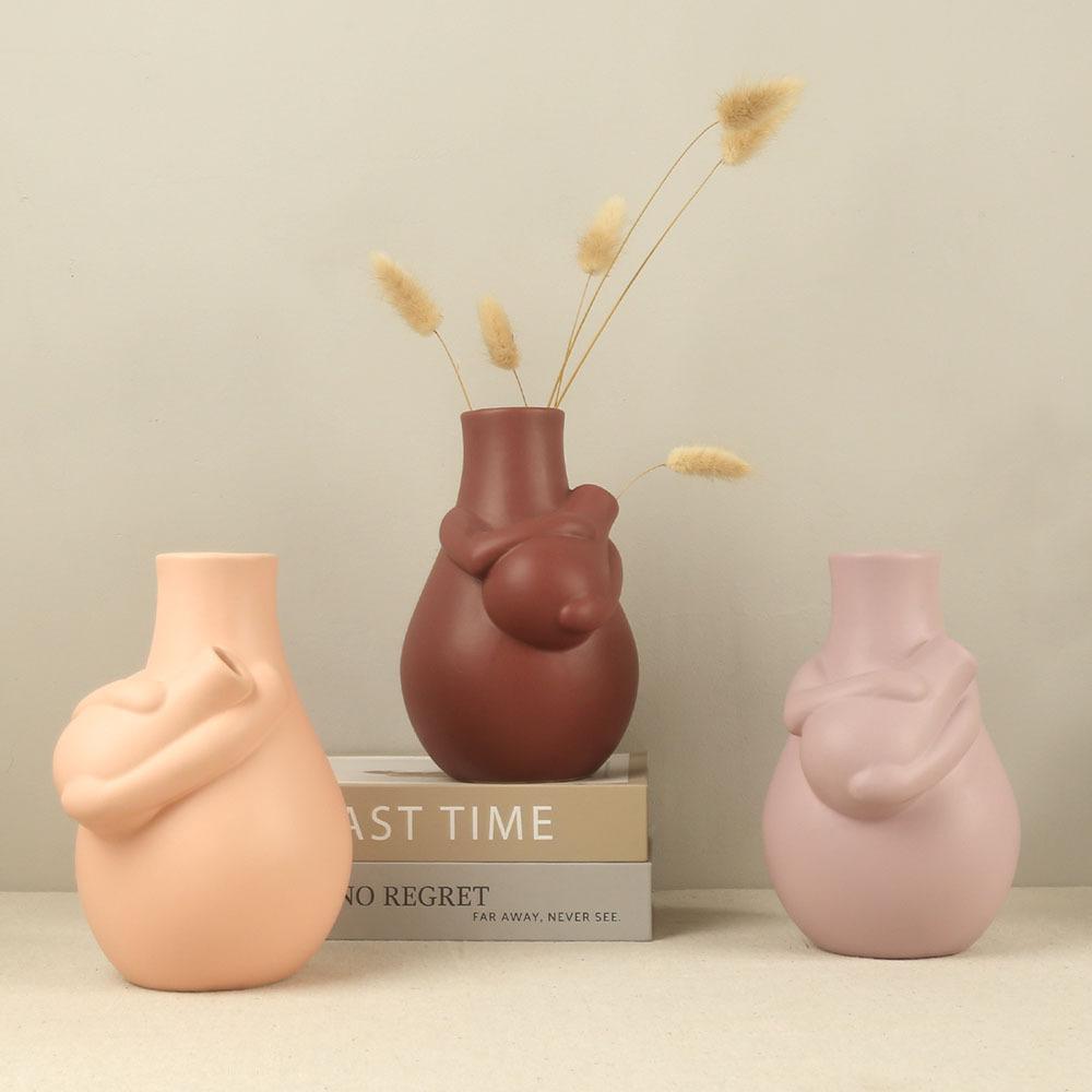 Creative Ceramic Decorative Vases Human Body Shape for Hydroponic Home Decor