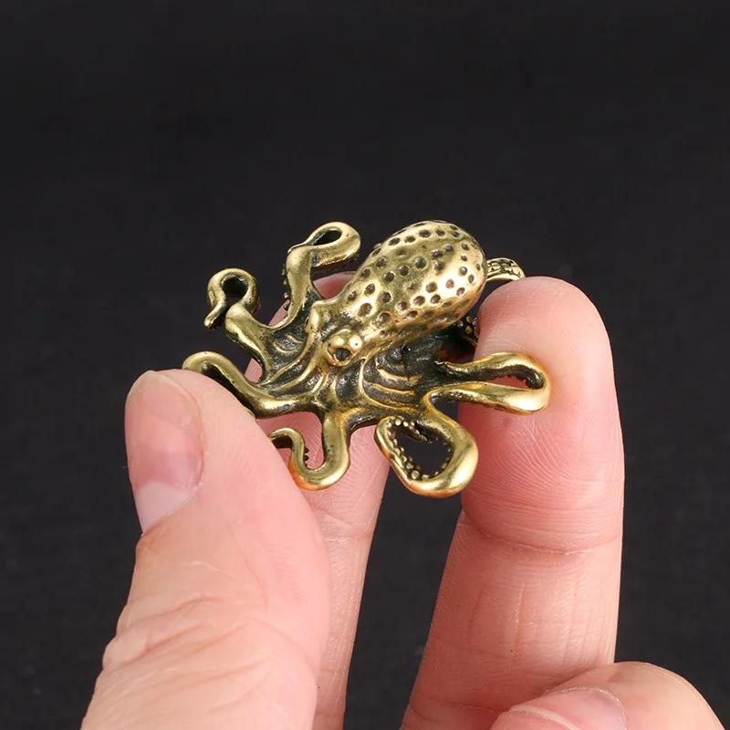 Brass Retro Octopus Cuttlefish Creative Marine Organism Office Desktop Ornament Accessories Small Tea Pet Souvenir Gifts