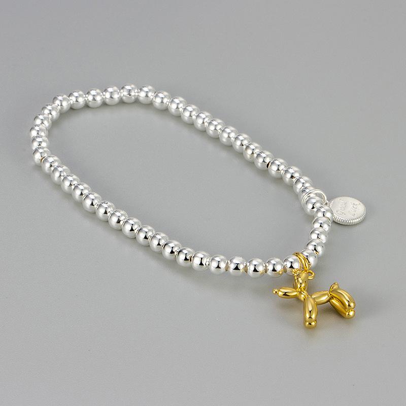 Cute Balloon Dog Stretch Bracelet For Women Minimalist Luxury Round Bead Jewelry Unique Simple Elegant Design