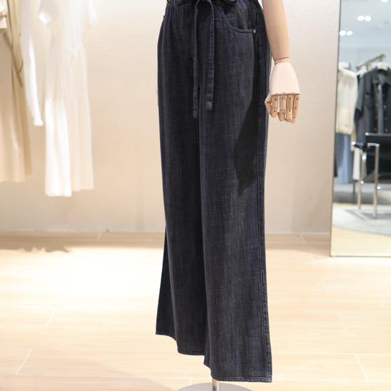 V253PSA919 Waist Banded Wide Denim Pants