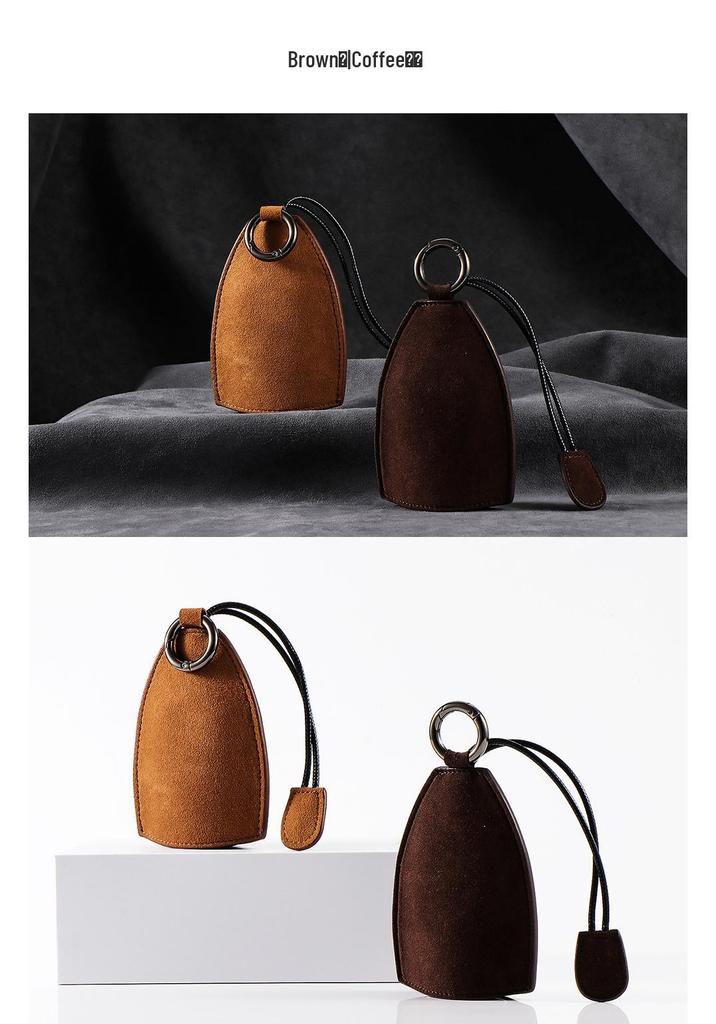 Universal Alcantara Car Key Bag for Men & Women, Compatible with Bentley, Hongqi, Lincoln – Fashionable Pull-Out Keychain.