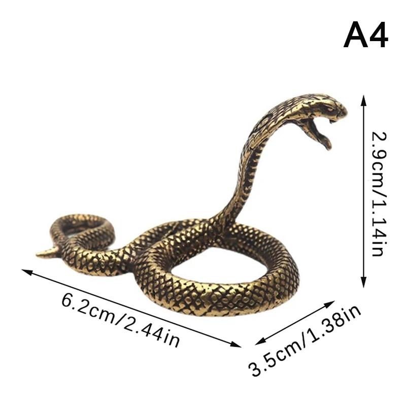 Copper Brass Mini Snake Antique Bronze Decor Figurines for Interior Decoration Desktop Ornament Pure Copper Miniatures Statue