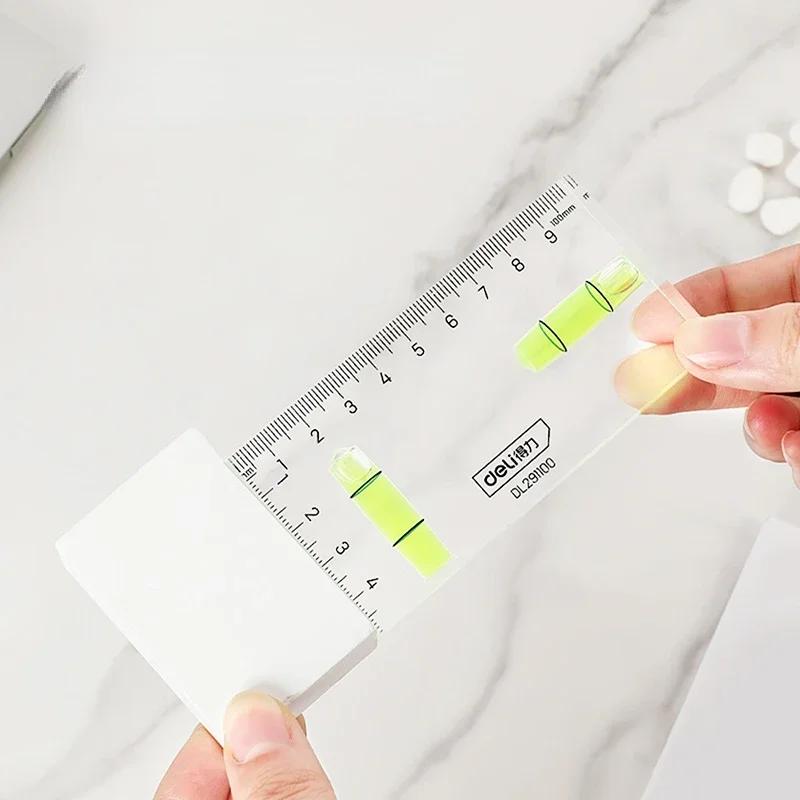 100mm Transparent Mini Level Ruler Acrylic 1mm/m High Precision 2 Horizontal Bubbles Design Multifunction Measuring Tools