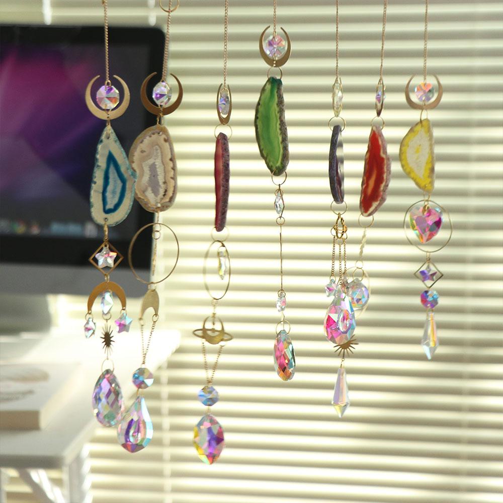 Original Stone Crystal Sun Catcher Natural Wind Chime Pendant Funny Rainbow Maker  Living Room
