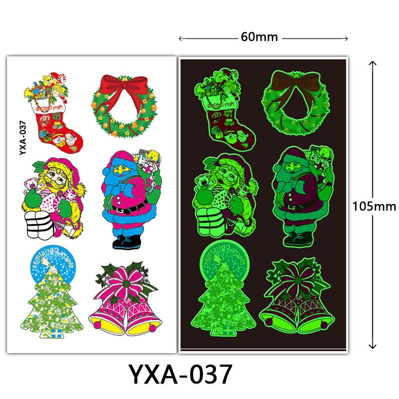 Christmas Luminous Tattoo Sticker Glowing Waterproof Sweat Cute Cartoon Holiday Party Temporary Sticker