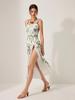 2026 Damen Sommerkleid mit Blumenprint, Spaghettiträgern und Schlitz