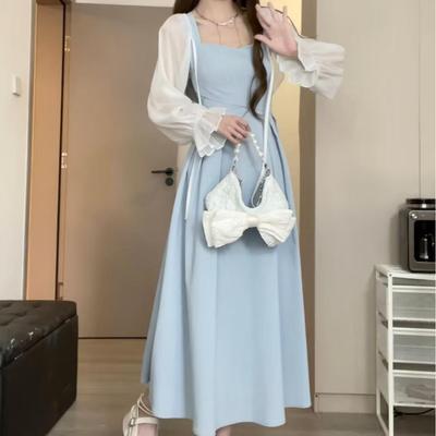 Spring/Summer Women's Sweet Style Cross Tie Spaghetti Strap Dress - Girlish Waist-Slimming, Super Flattering Solid Color Design.