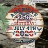 2D Flat, 1pc Round Aluminum America 250th Anniversary Sign, Rustic July 4th 2026 Patriotic Metal Wall Decor, Retro American Flag & Eagle Design