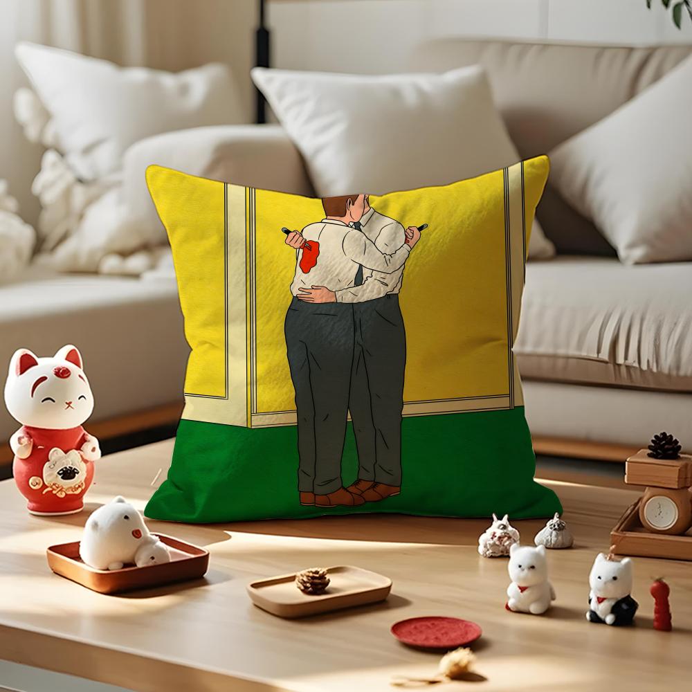 Parody Art Illustration Cushion Cover Anti-dustmite Pillowcase Invisible Zipper Silky Short Plush Sofa Cushion Cover