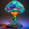 Creative Stained Glass Plant Series Table Lamp Flower Mushroom Snail Octopus Shaped Resin Retro Decor Table Lamp Night Light