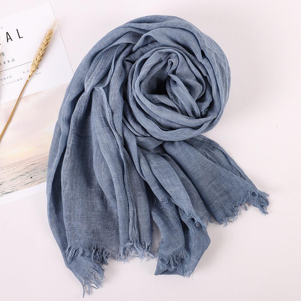 New Cotton Scarf Women Burgundy Scarf Elegant Palestinian Handkerchief Scarves for Ladies Blue Scarf XWJ14