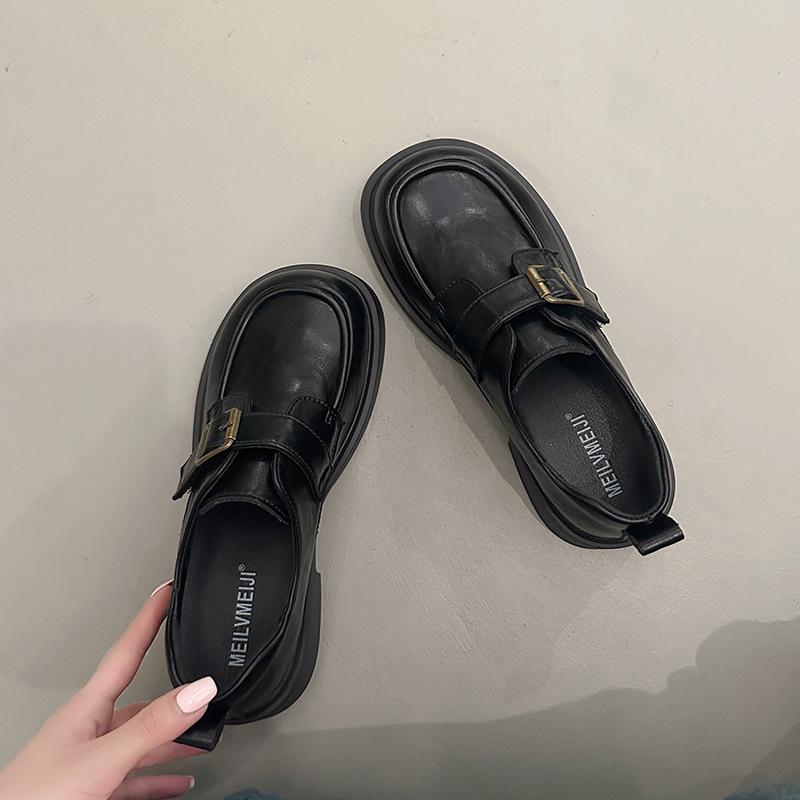 

Genuine leather platform loafers 2025 new platform thick-soled thick-heeled single shoes women s shoes versatile British style heightening small lea 35